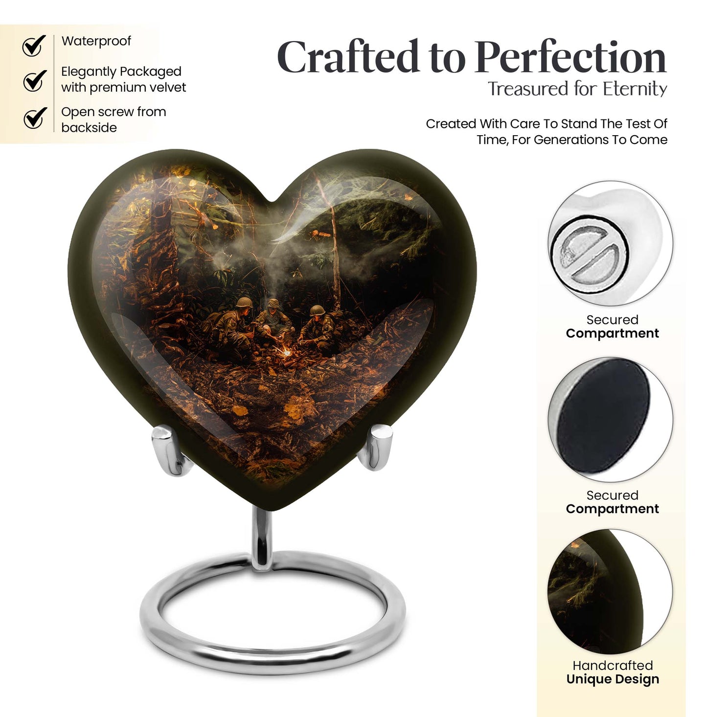 Heart Design Military Memorial Urn