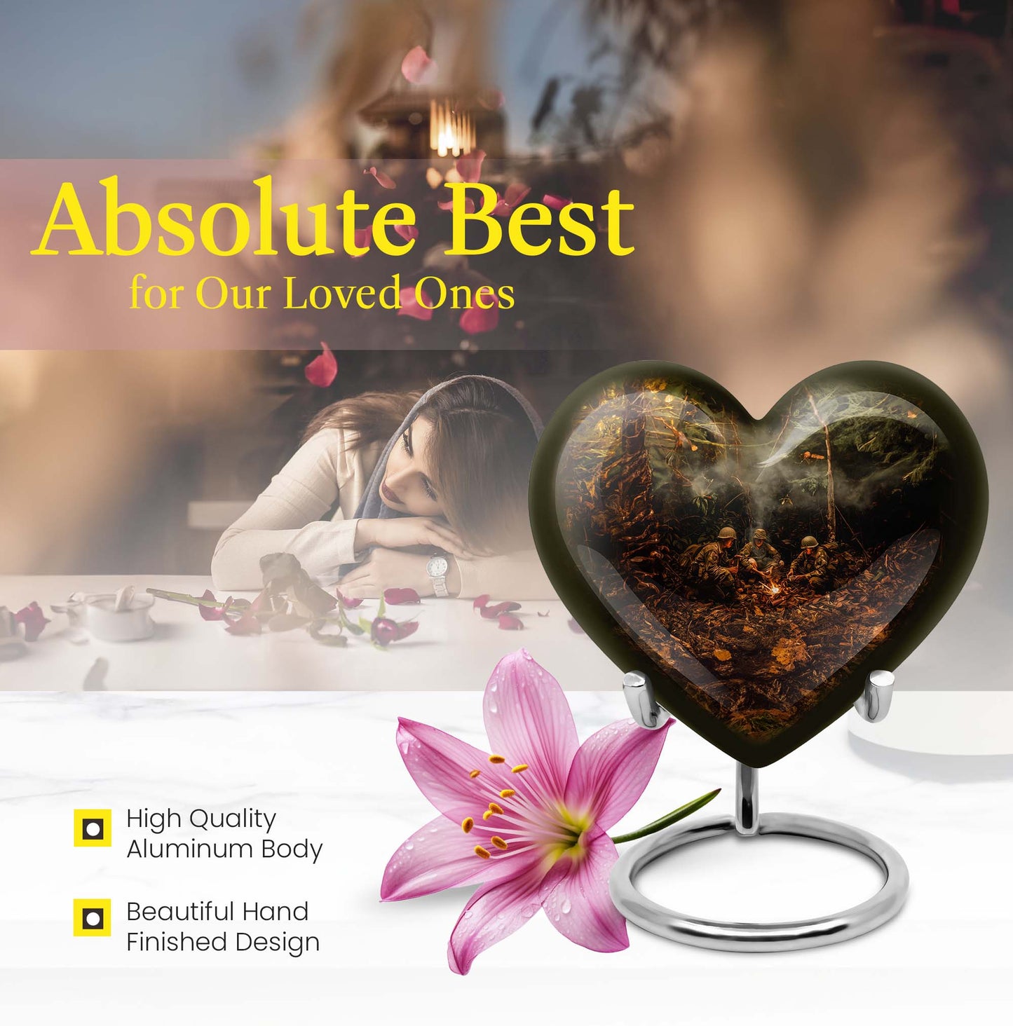 Heart Design Military Memorial Urn