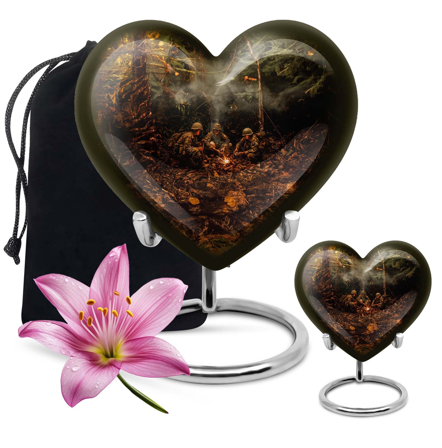 Heart Design Military Memorial Urn