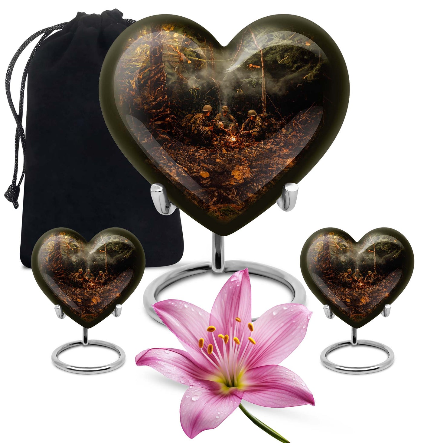 Heart Design Military Memorial Urn