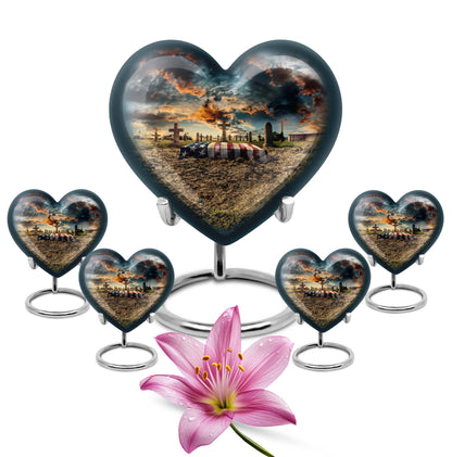 10-inch military heart urn, customizable aluminium memorial urn for adult male