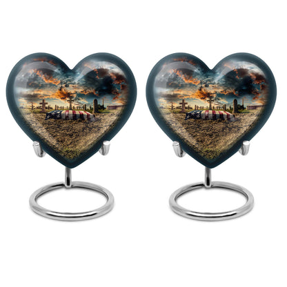 10-inch military heart urn, customizable aluminium memorial urn for adult male