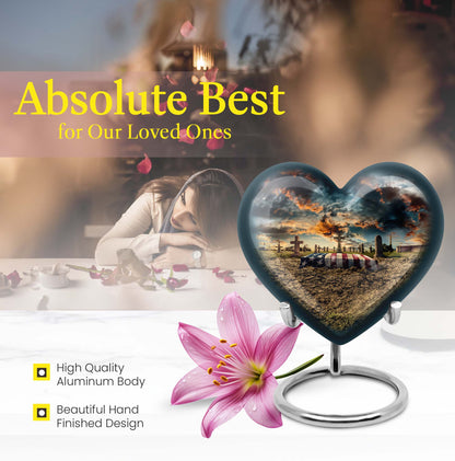 10-inch military heart urn, customizable aluminium memorial urn for adult male