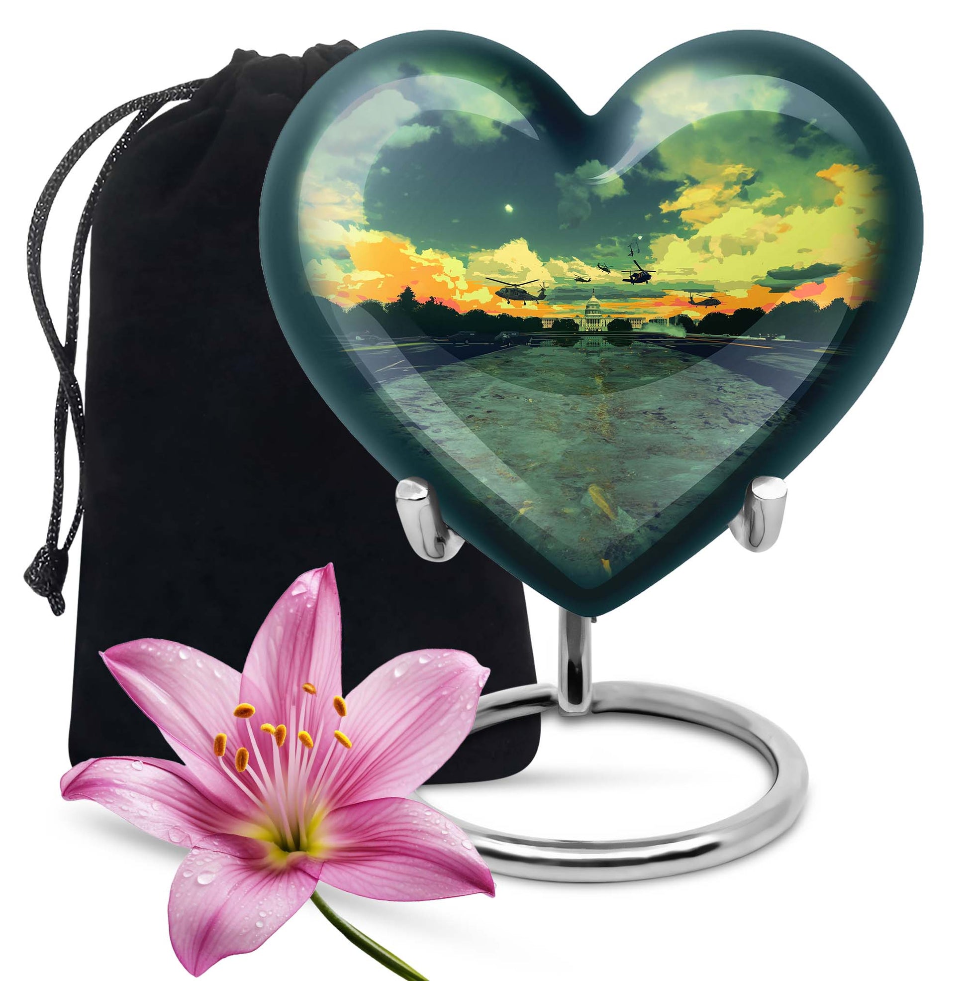  abstract heart-shaped military memorial adult urn 