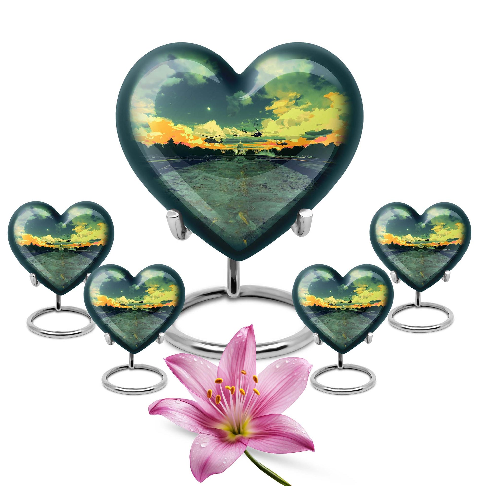  abstract heart-shaped military memorial adult urn 