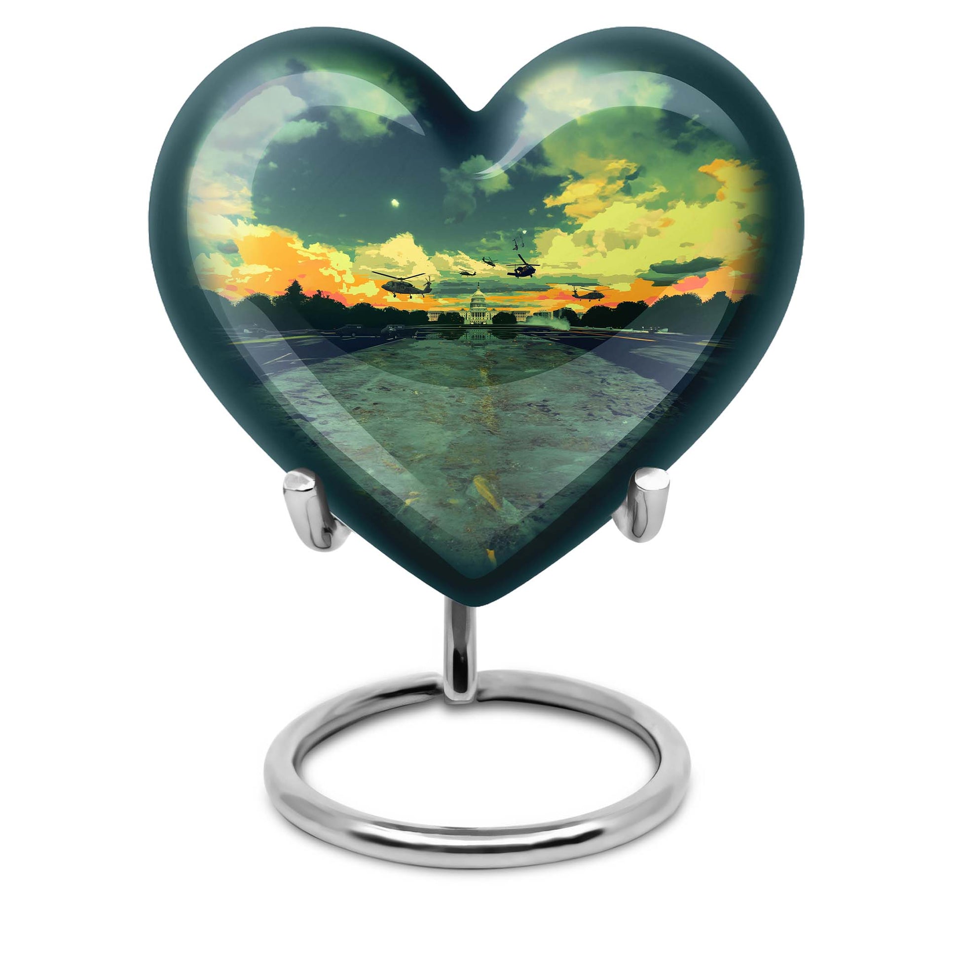  abstract heart-shaped military memorial adult urn 