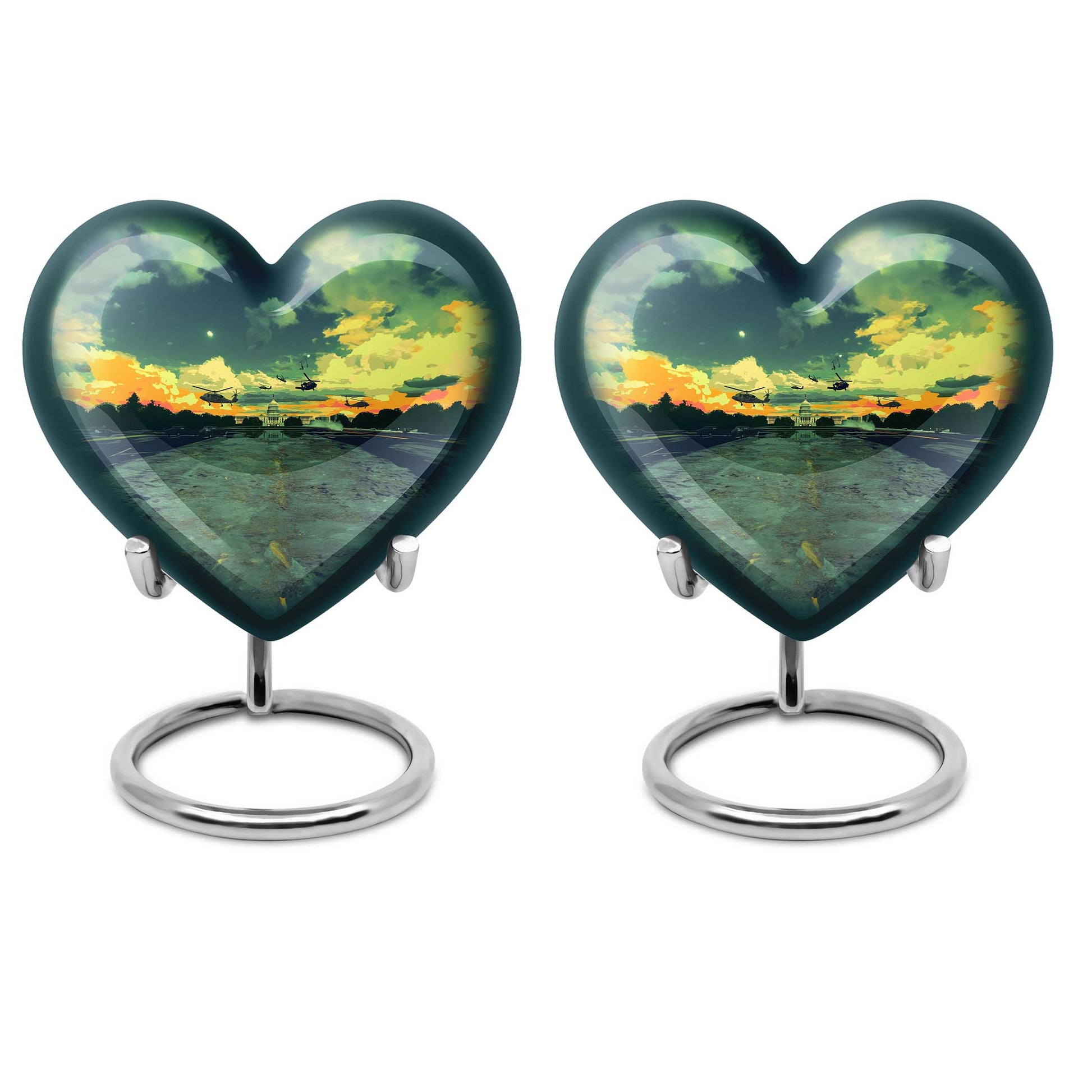  abstract heart-shaped military memorial adult urn 