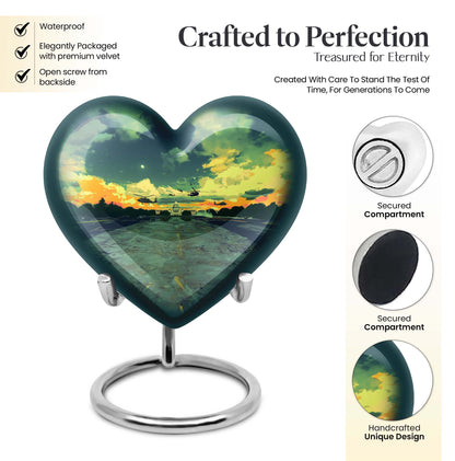  abstract heart-shaped military memorial adult urn 