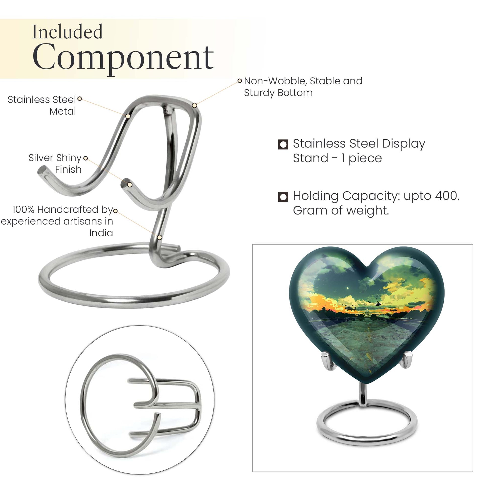  abstract heart-shaped military memorial adult urn 