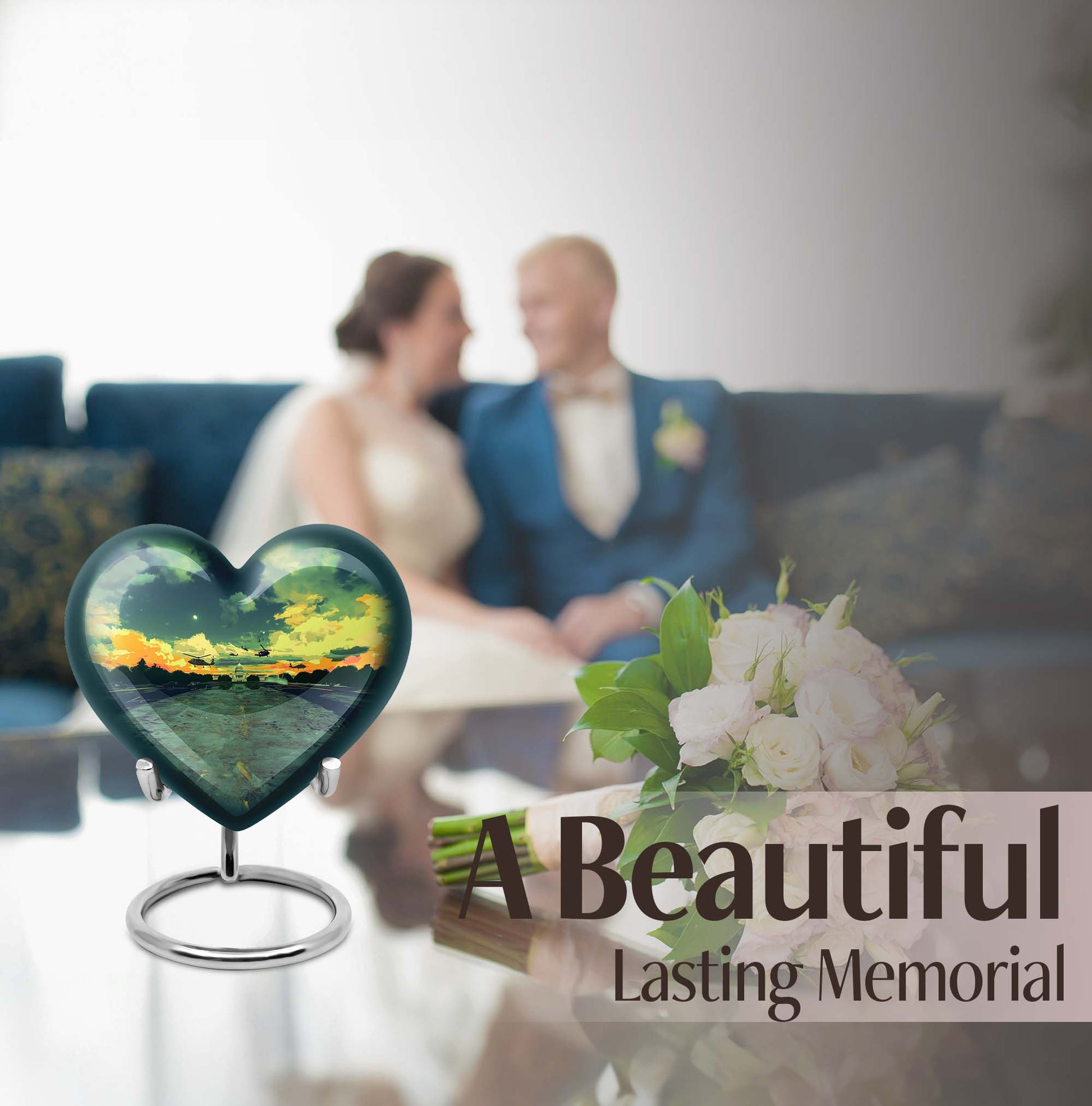  abstract heart-shaped military memorial adult urn 