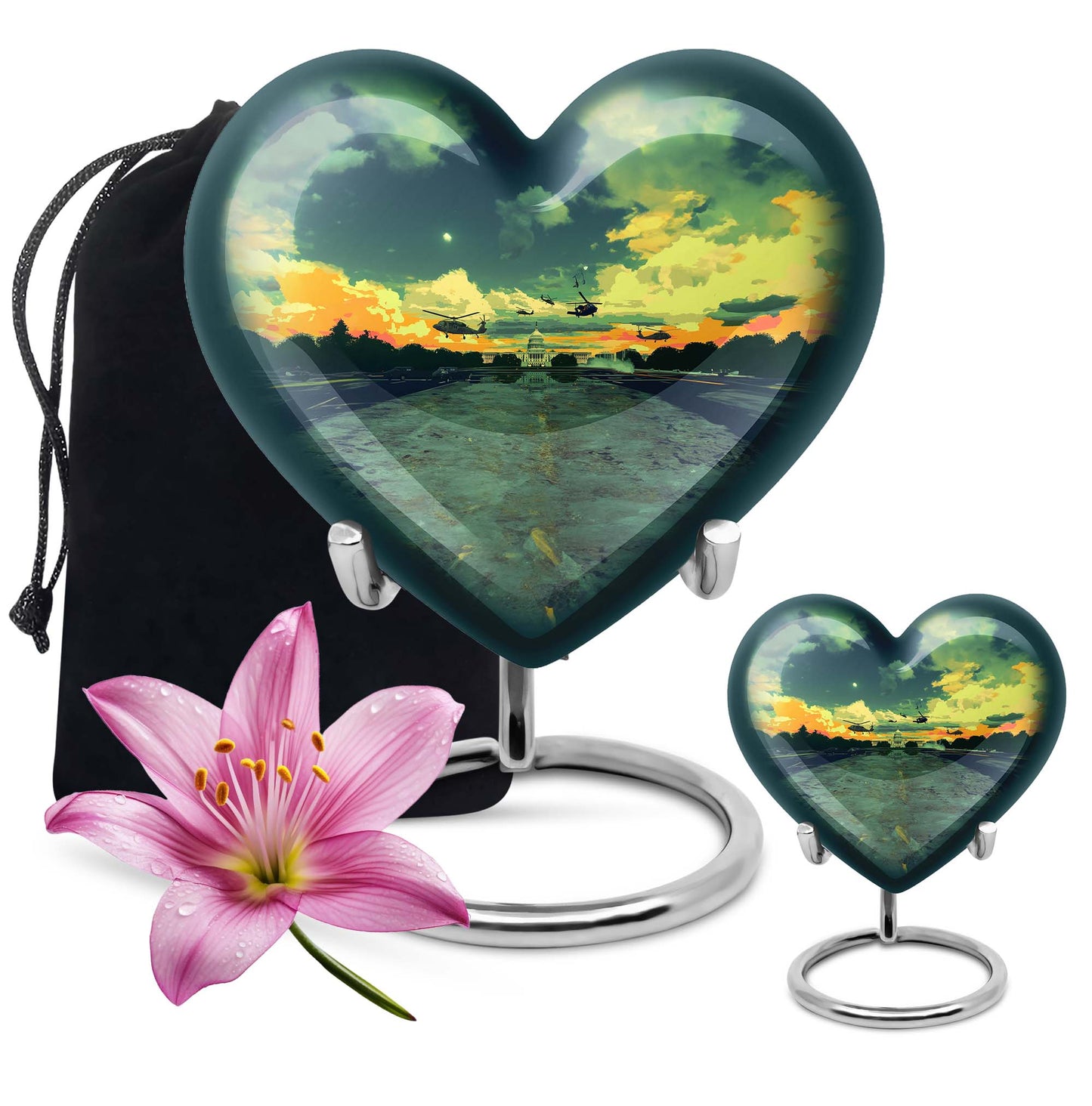  abstract heart-shaped military memorial adult urn 