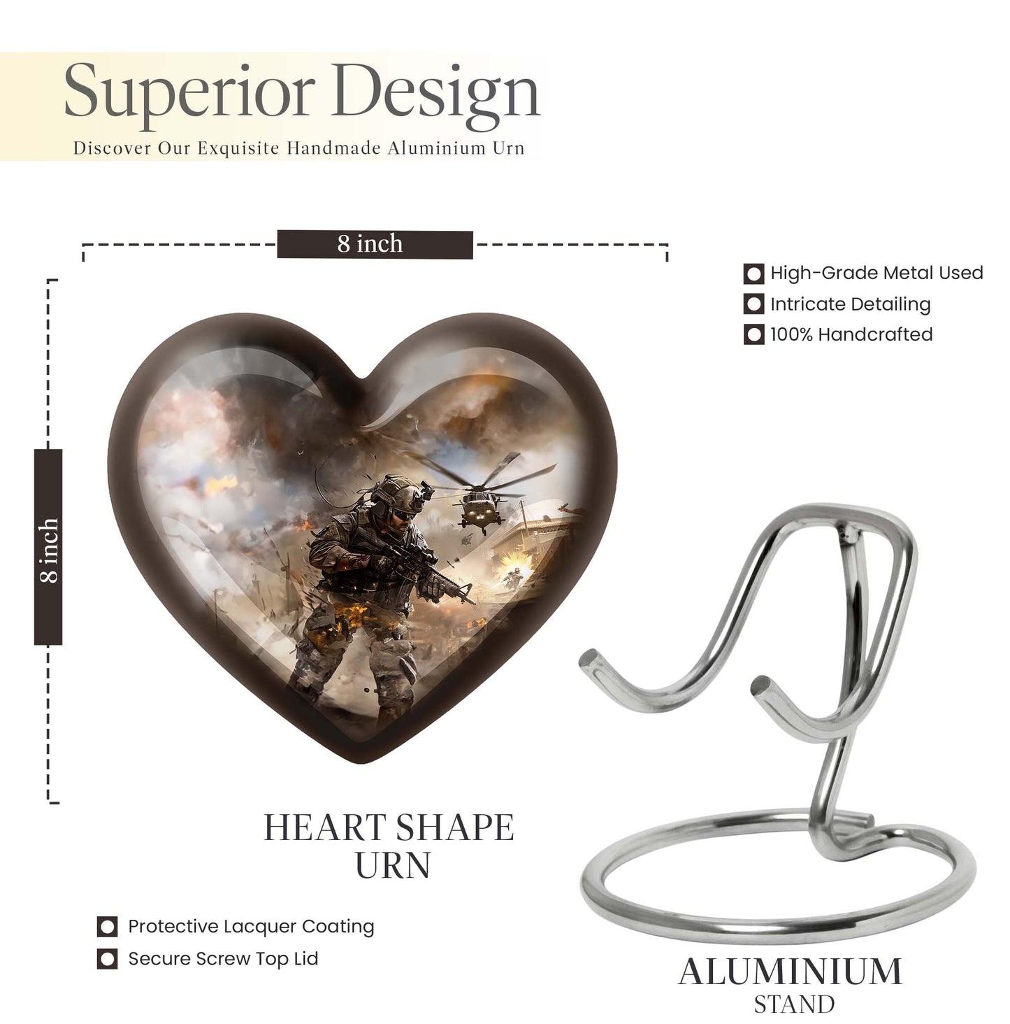 military heart urn