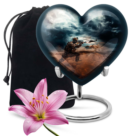 heart-shaped military urn for human ashes