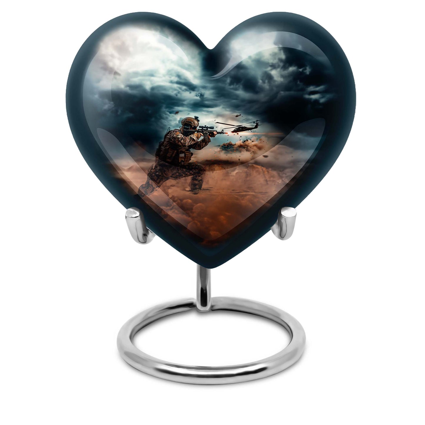 heart-shaped military urn for human ashes