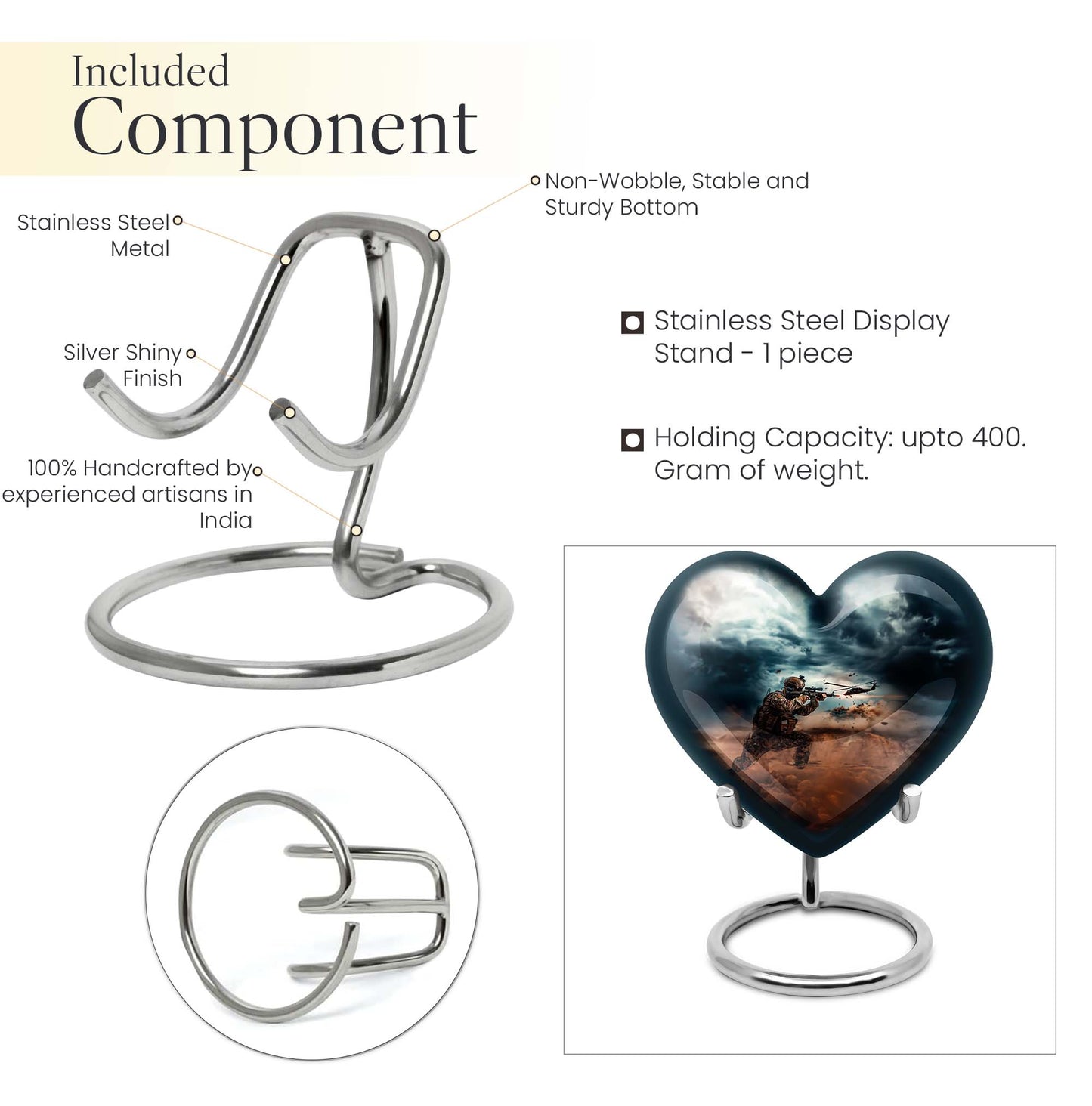 heart-shaped military urn for human ashes