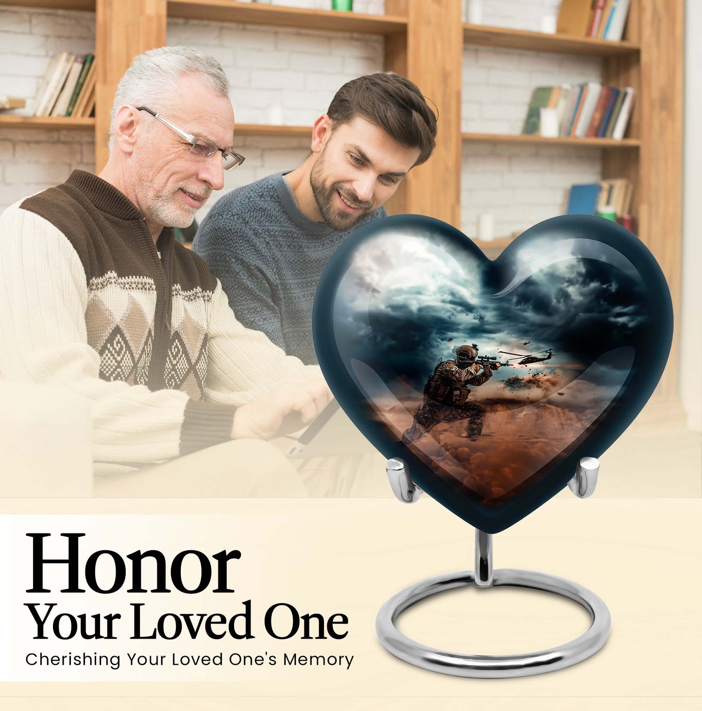 heart-shaped military urn for human ashes