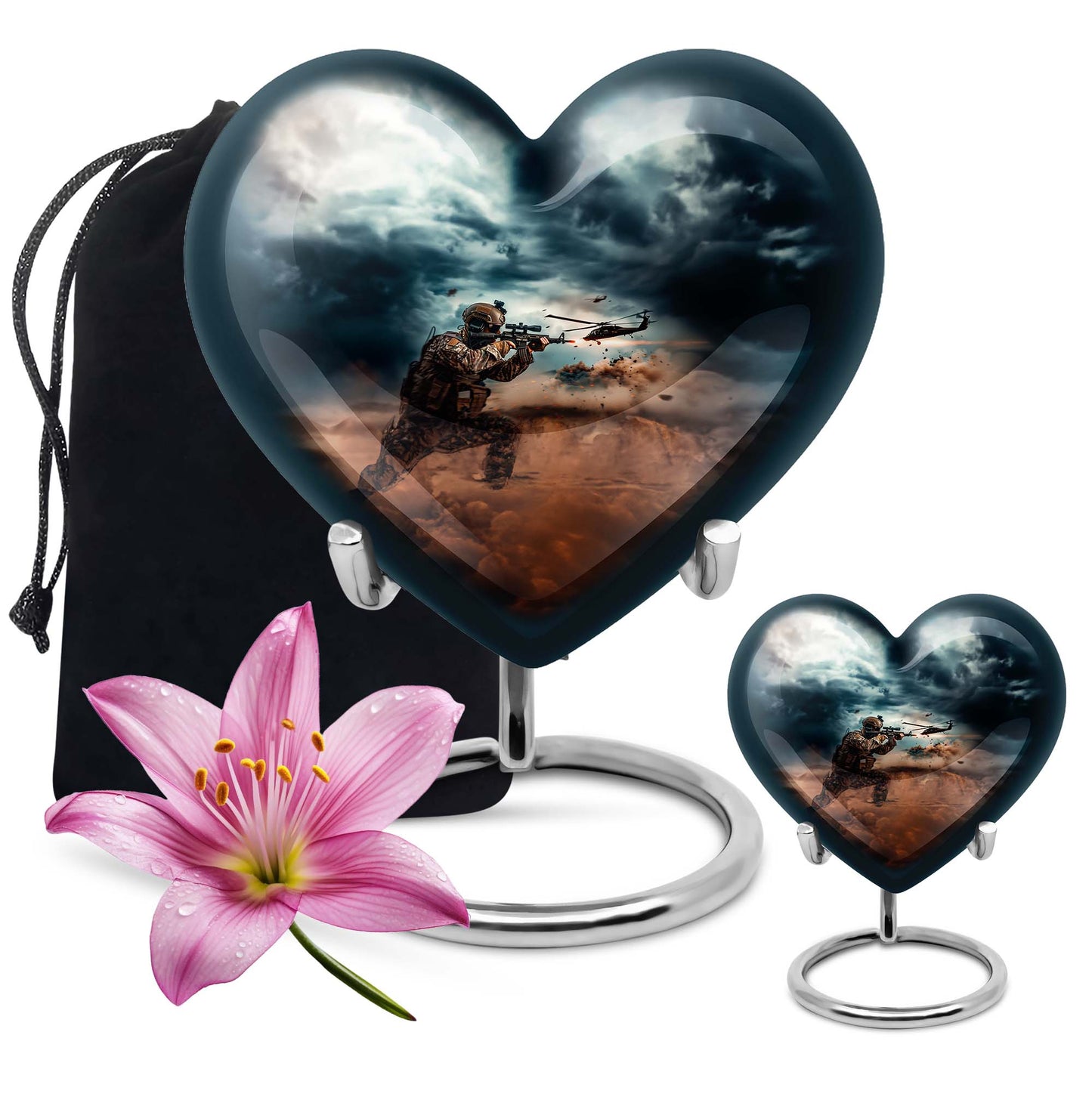 heart-shaped military urn for human ashes