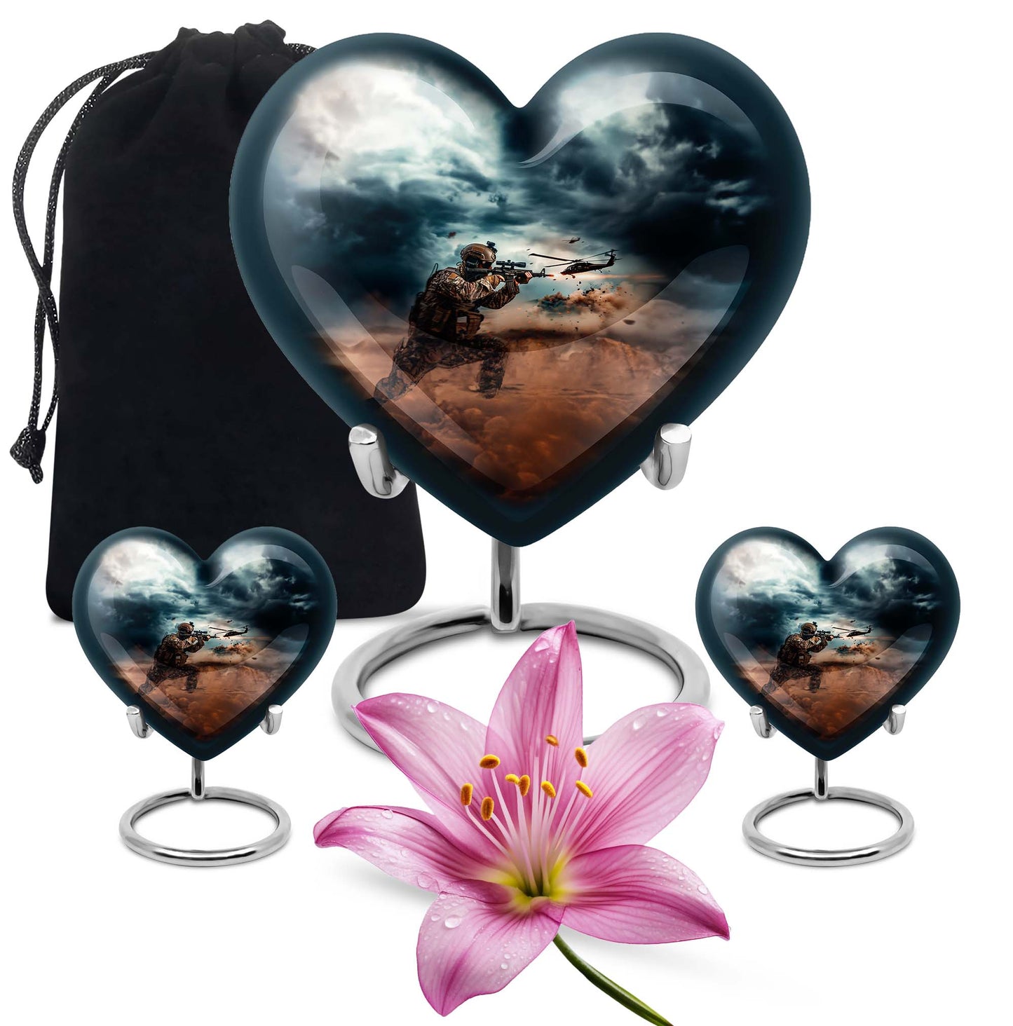 heart-shaped military urn for human ashes