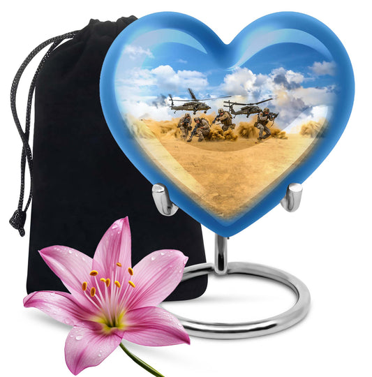 heart-themed military urn for men