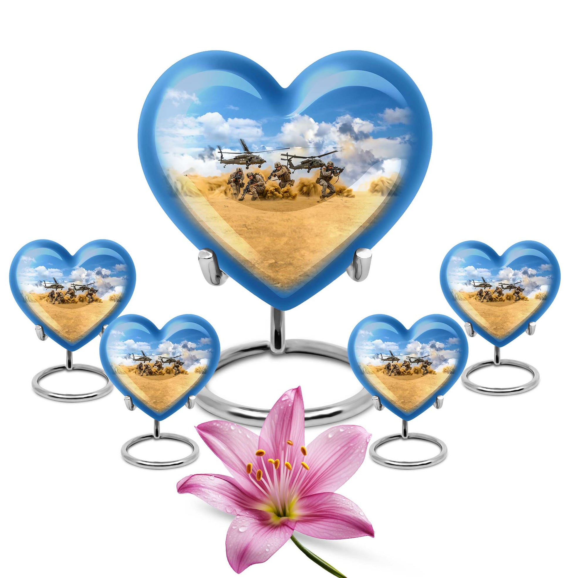 heart-themed military urn for men