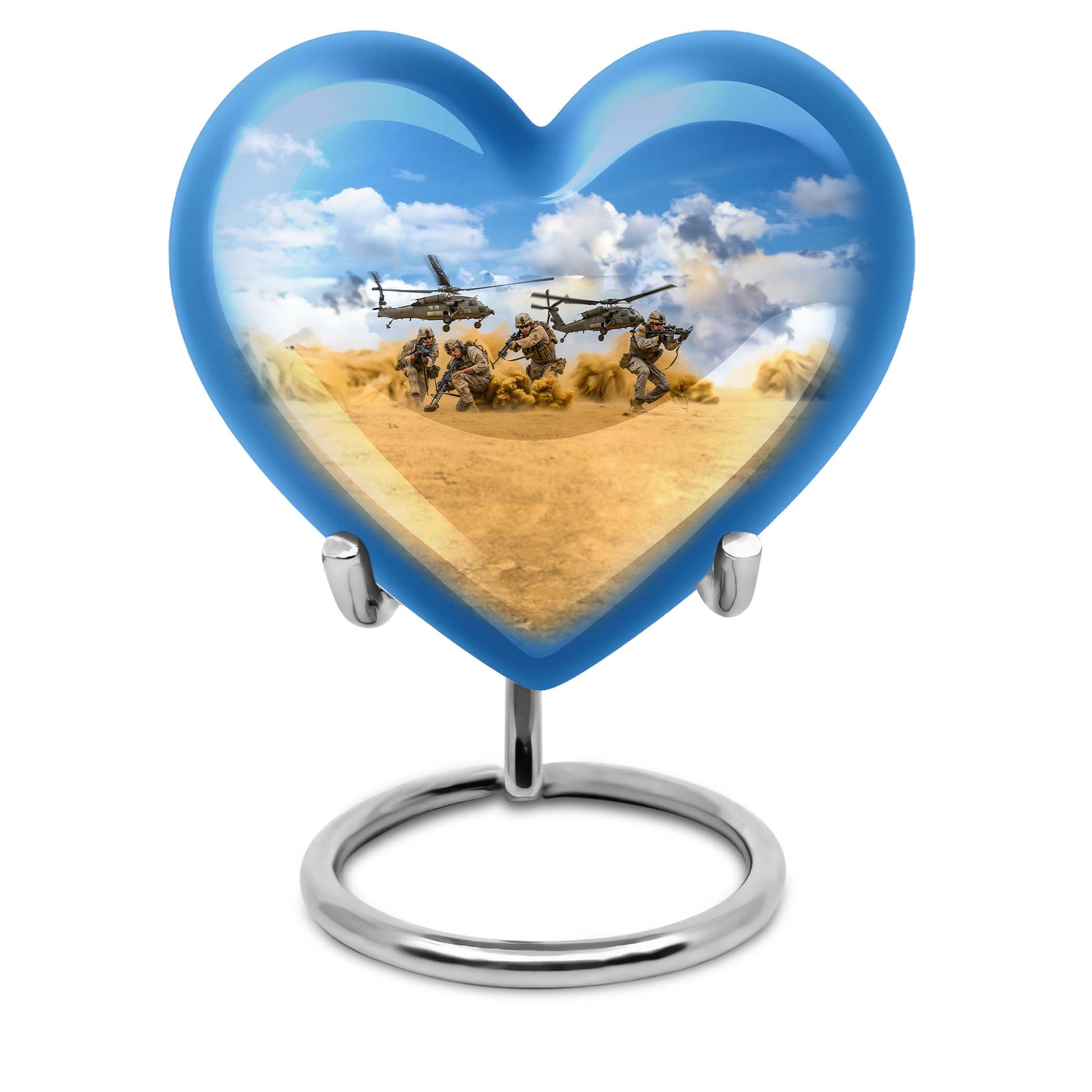 heart-themed military urn for men