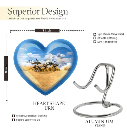 heart-themed military urn for men