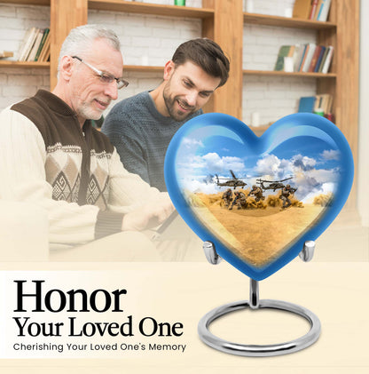 heart-themed military urn for men