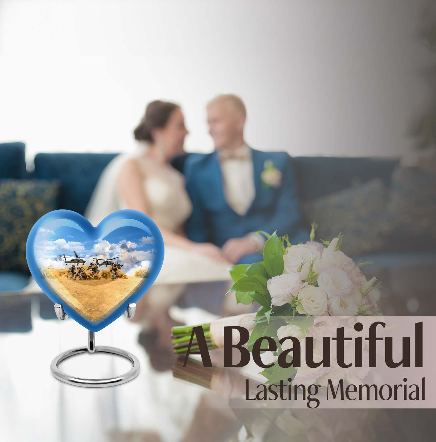 heart-themed military urn for men