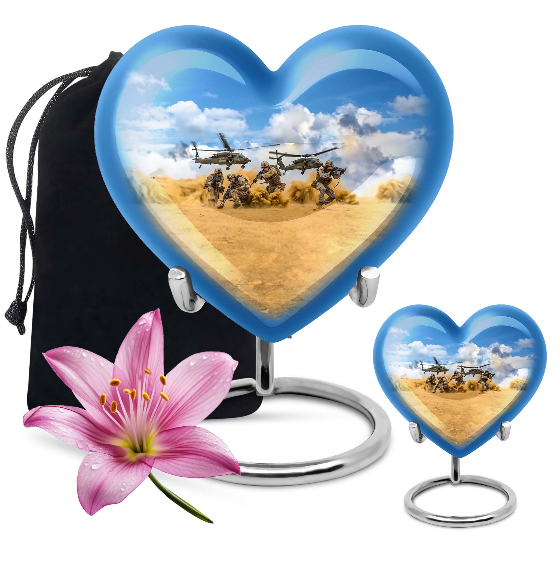 heart-themed military urn for men