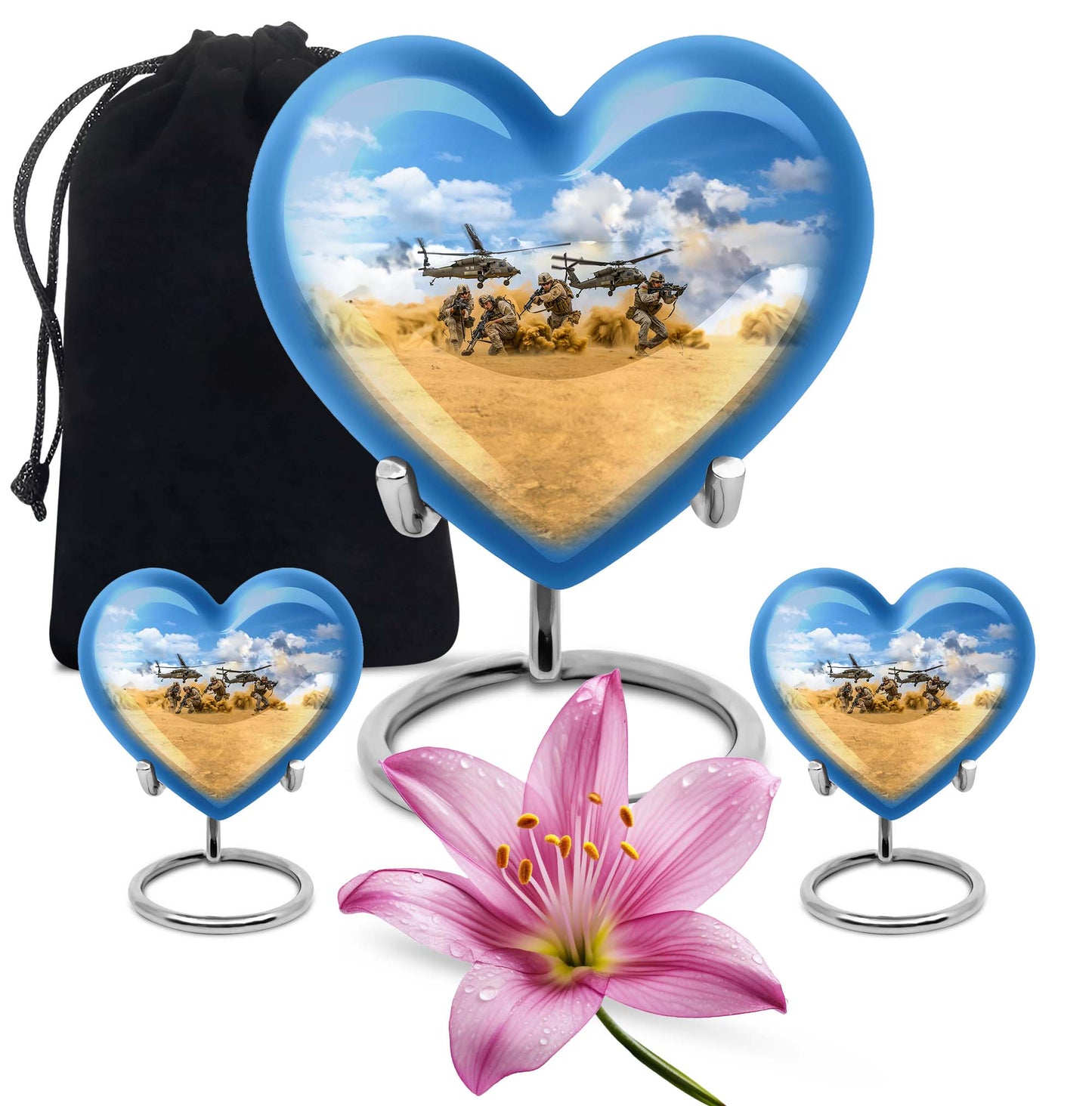 heart-themed military urn for men