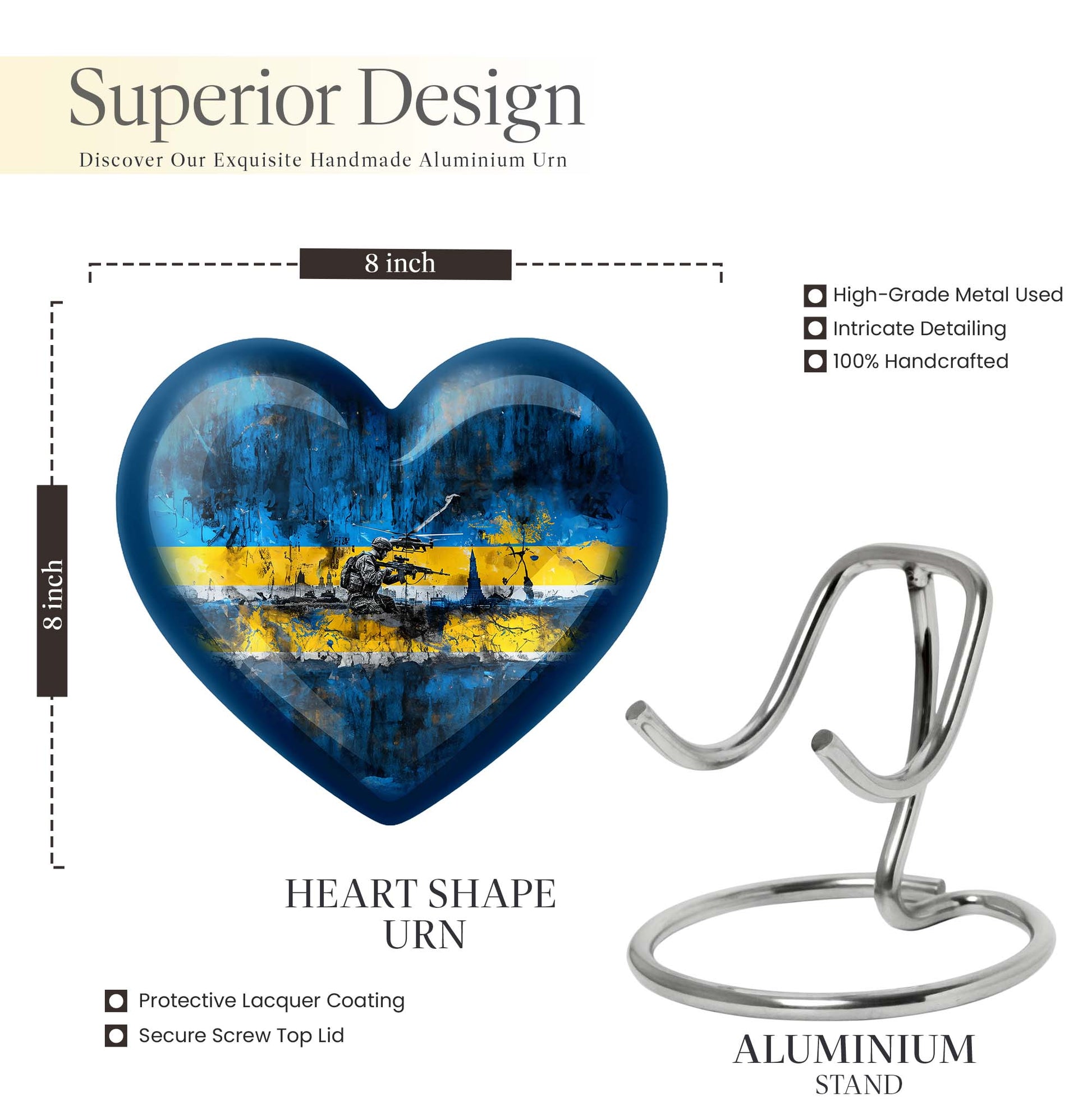 heart design military funeral urn for cremation ashes