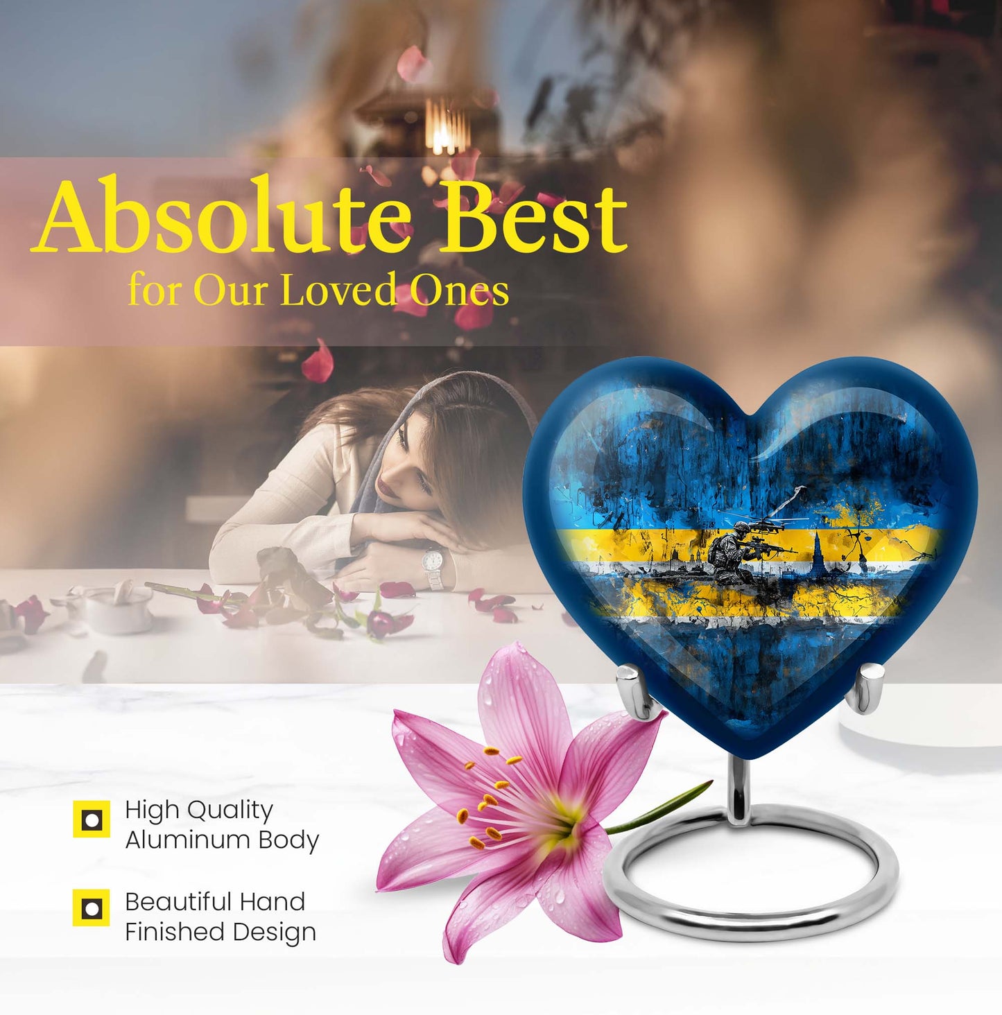 heart design military funeral urn for cremation ashes