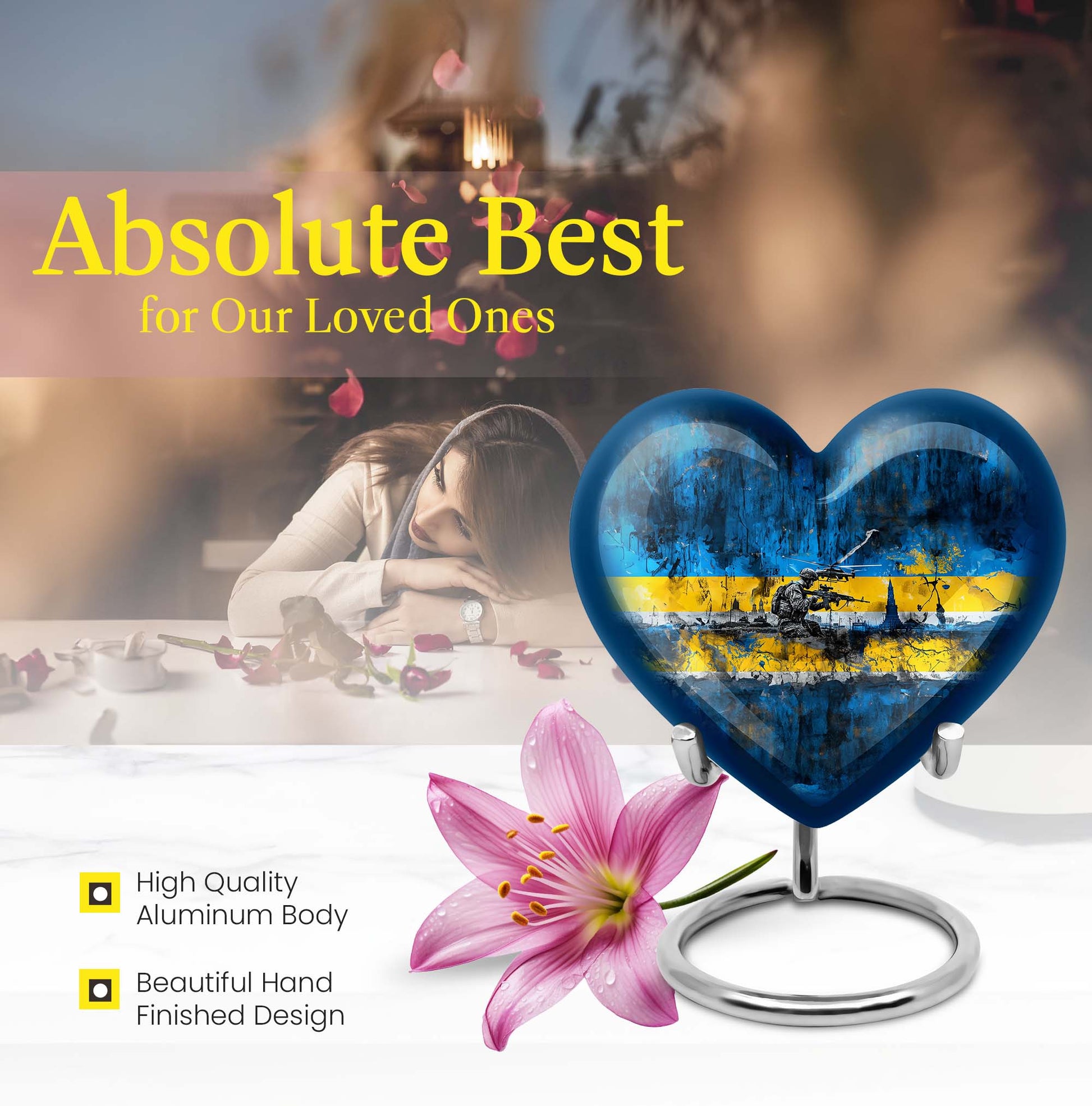 heart design military funeral urn for cremation ashes