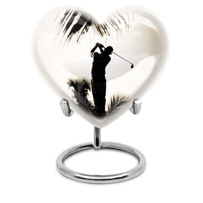 Heart-shaped 10-inch golf urn, personalised aluminium memorial urns for mom