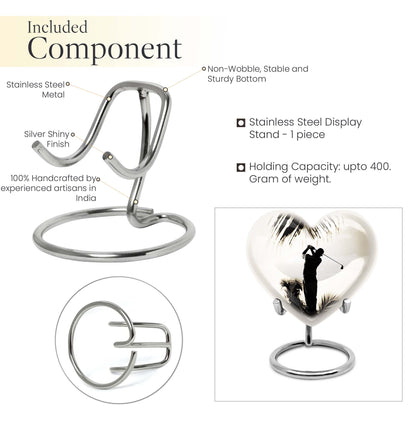 Heart-shaped 10-inch golf urn, personalised aluminium memorial urns for mom
