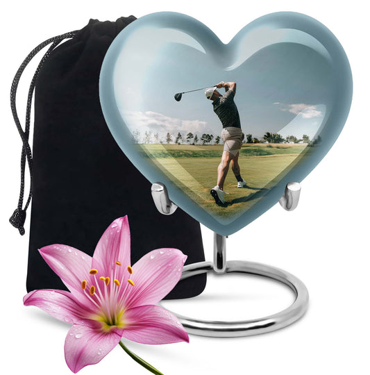 heart-shaped golf urn for human ashes