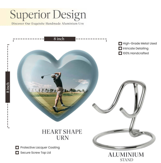heart-shaped golf urn for human ashes