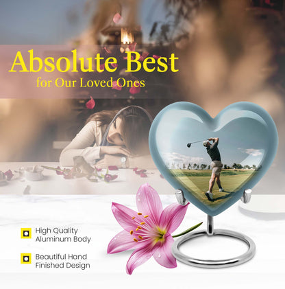 heart-shaped golf urn for human ashes