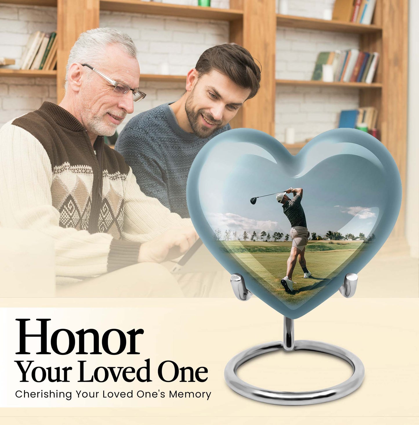 heart-shaped golf urn for human ashes