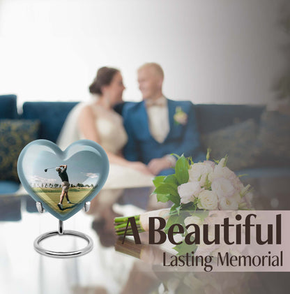 heart-shaped golf urn for human ashes