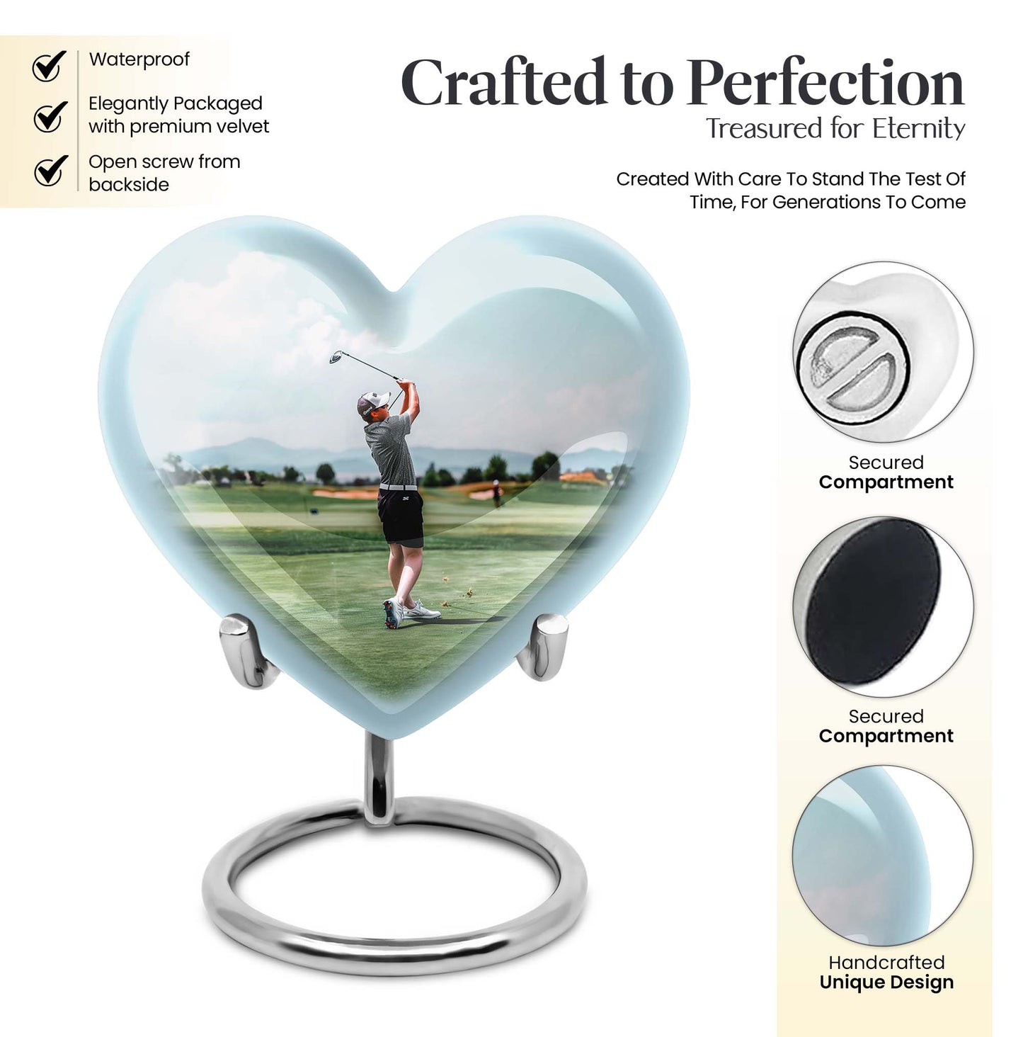 golf urn for human ashes, includes velvet pouch