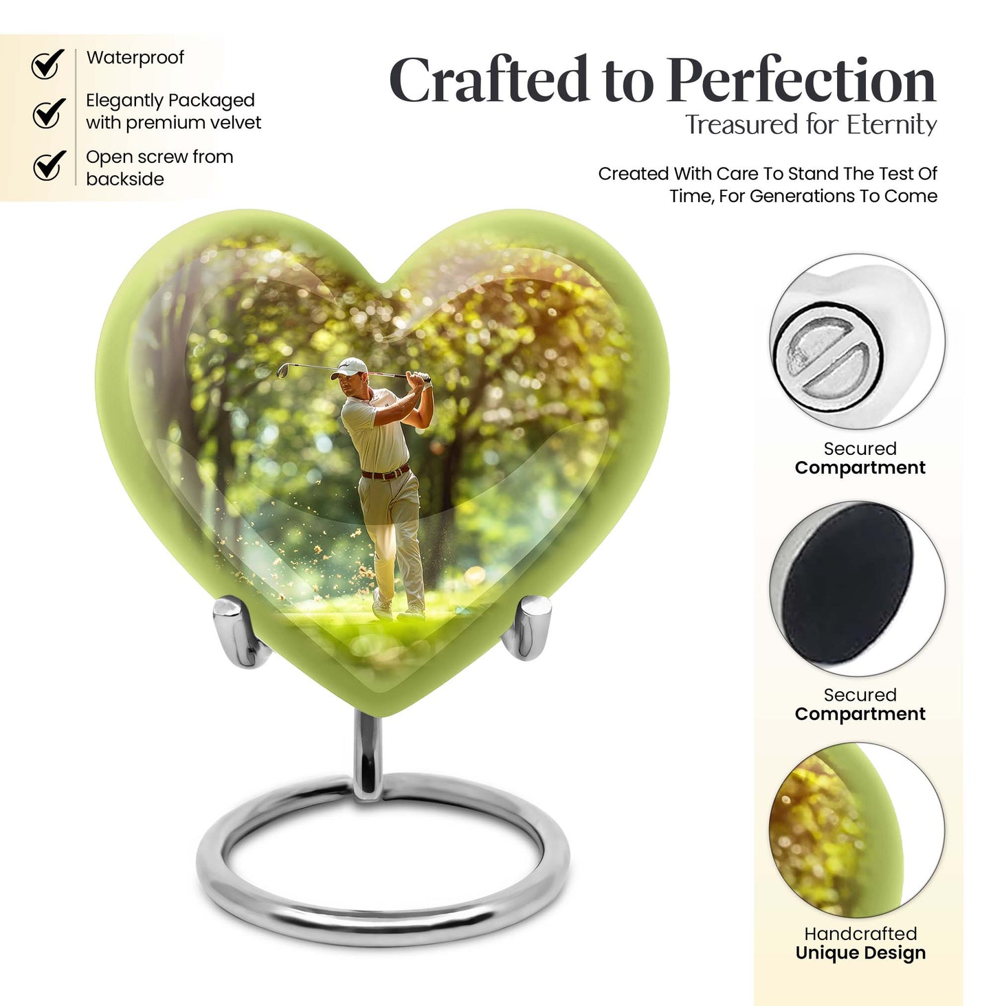 heart design golf urn.