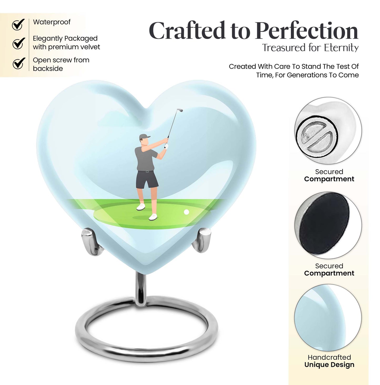 Heart design golf Urn