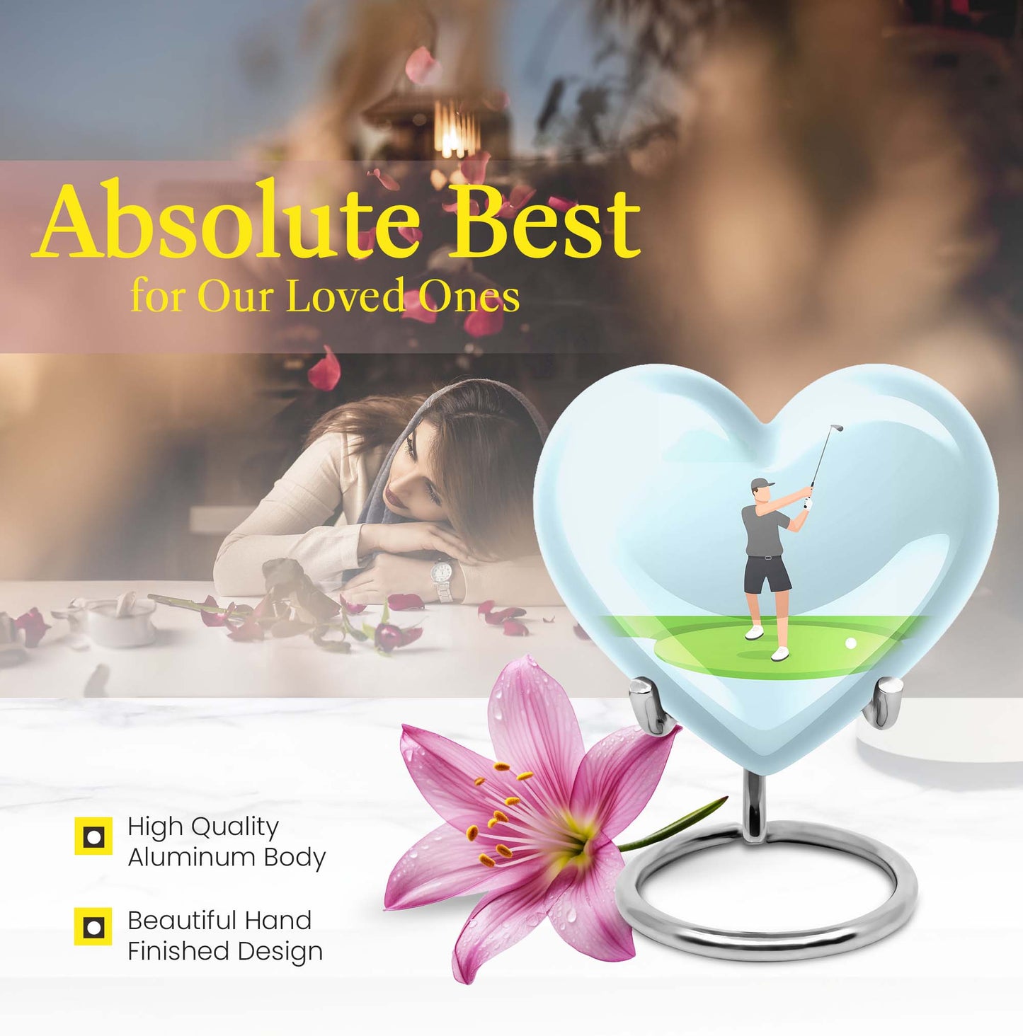 Heart design golf Urn
