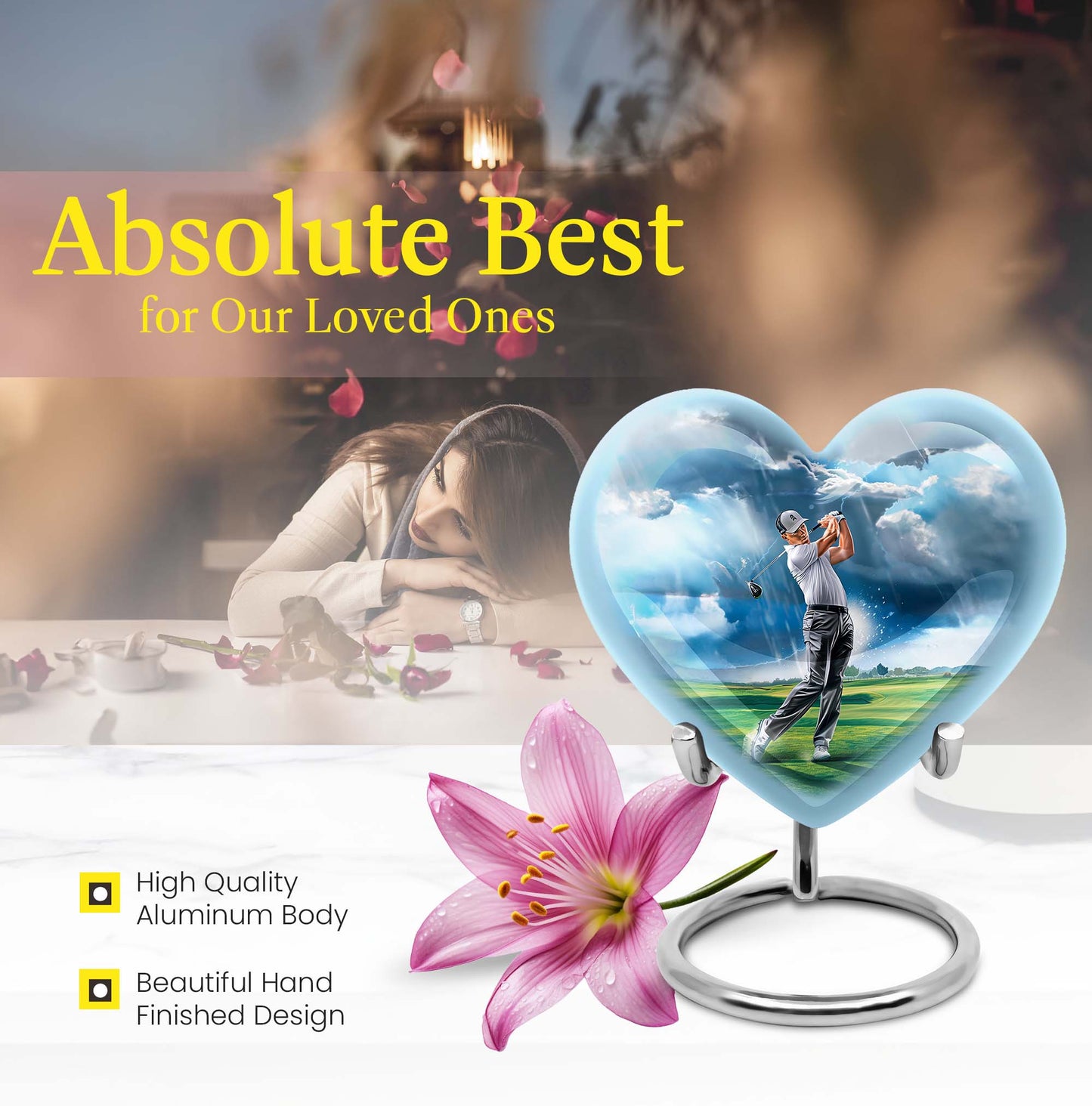 heart design golf urn for adult ashes