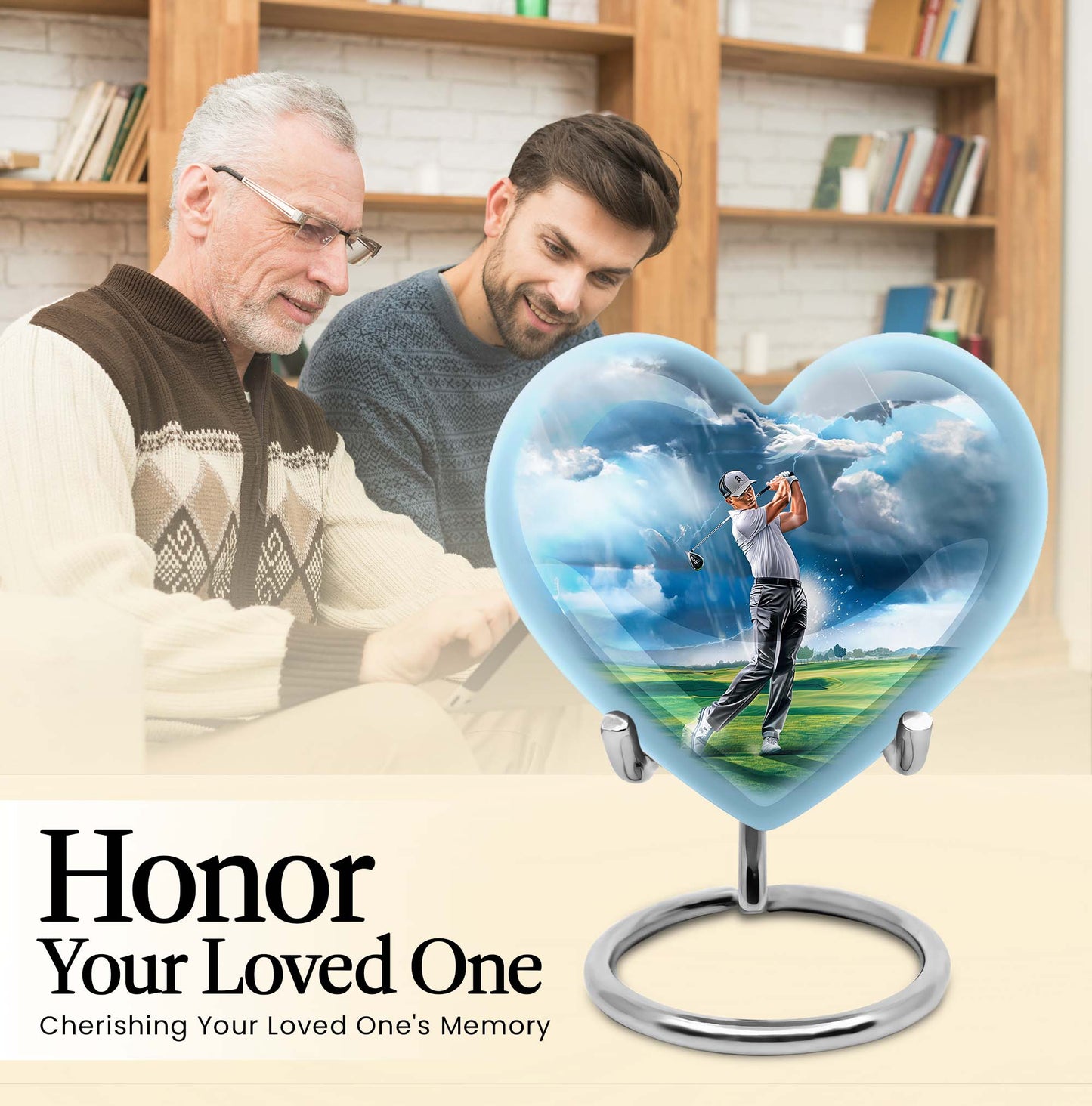 heart design golf urn for adult ashes