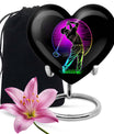 10 inch aluminium heart abstract golf urn, customizable large urn for ashes with velvet pouch