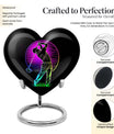 10 inch aluminium heart abstract golf urn, customizable large urn for ashes with velvet pouch