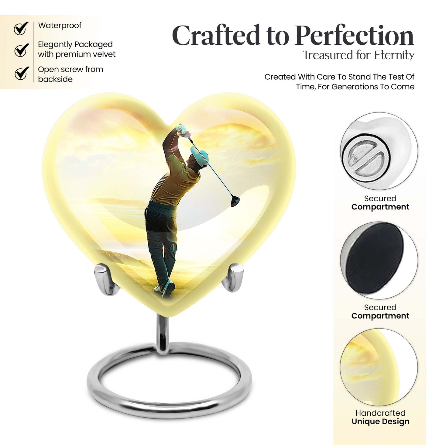 heart-shaped golf urn 