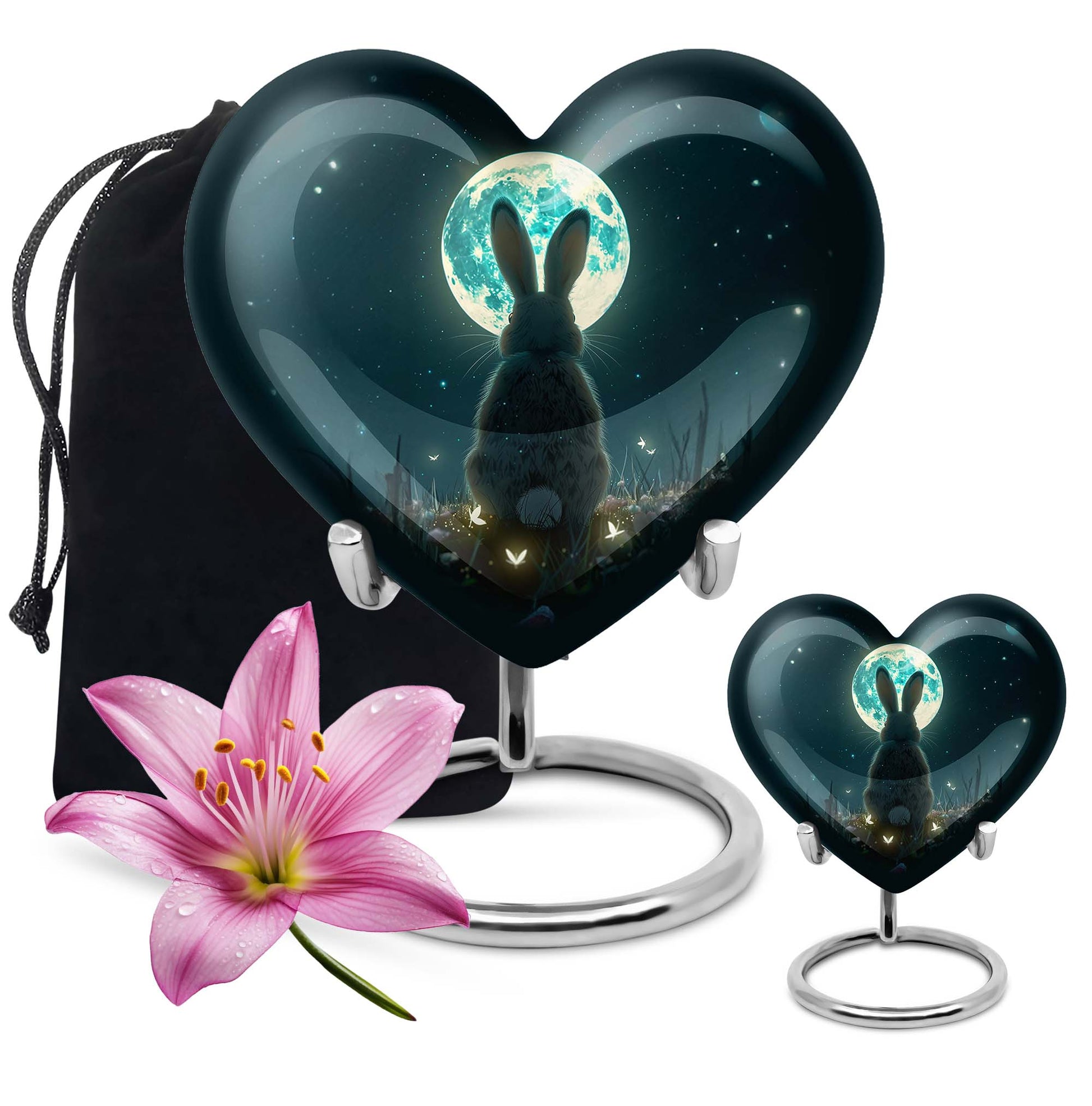 White Bunny Moon Small Urns For Ashes Large Funeral, Ashes Urn